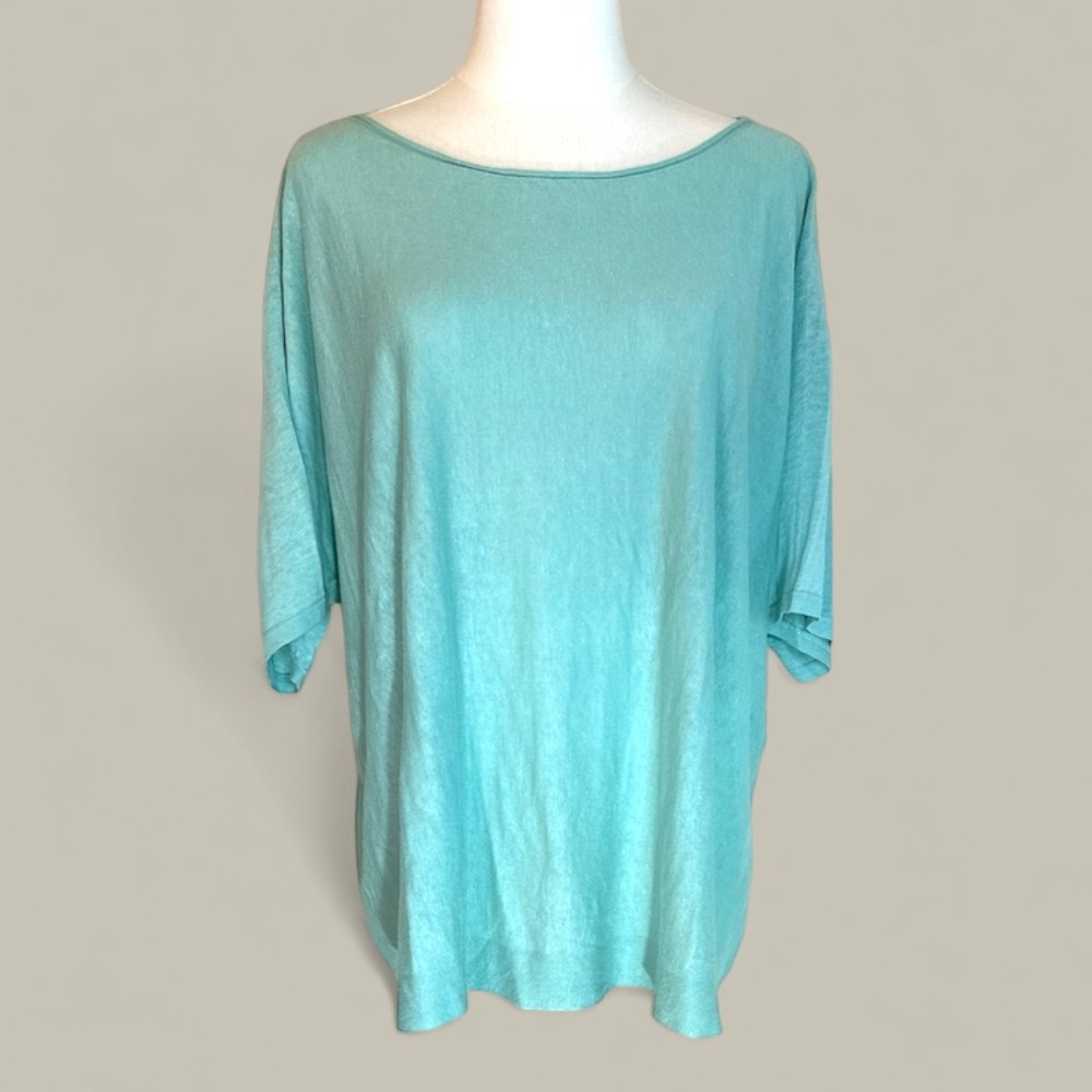 Eileen Fisher size XL NWT organic linen calypso mint green color top/sweater